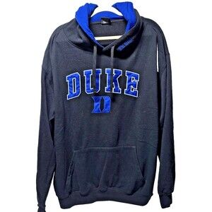 Vintage Mens Size 3XL Spell Out Duke University Hoodie Sweatshirt Black/Blue